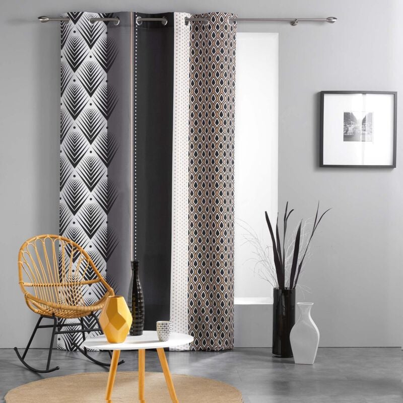 immagine 0 del prodotto douceur d int rieur tenda con occhielli, poliestere, galileo nero, 140l x 260h cm 1 panneaux 