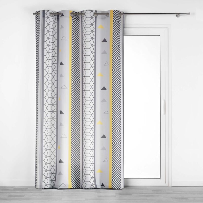 foto del prodotto douceur d int rieur yellow mix tenda a occhielli poliestere stampato 260 x 140 x 0,1 cm