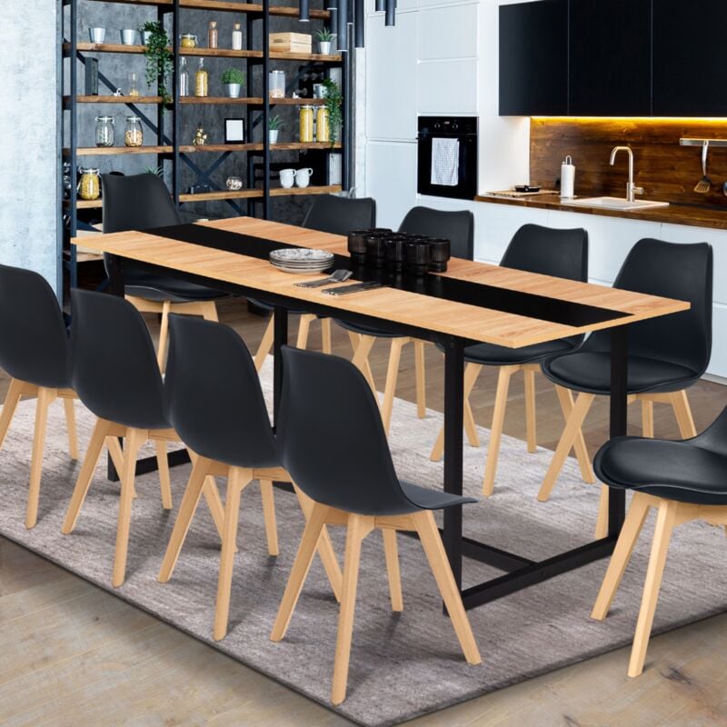 foto del prodotto dover tavolo da pranzo rettangolare allungabile 6 10 persone nero fascia centrale design industriale 160 200 cm