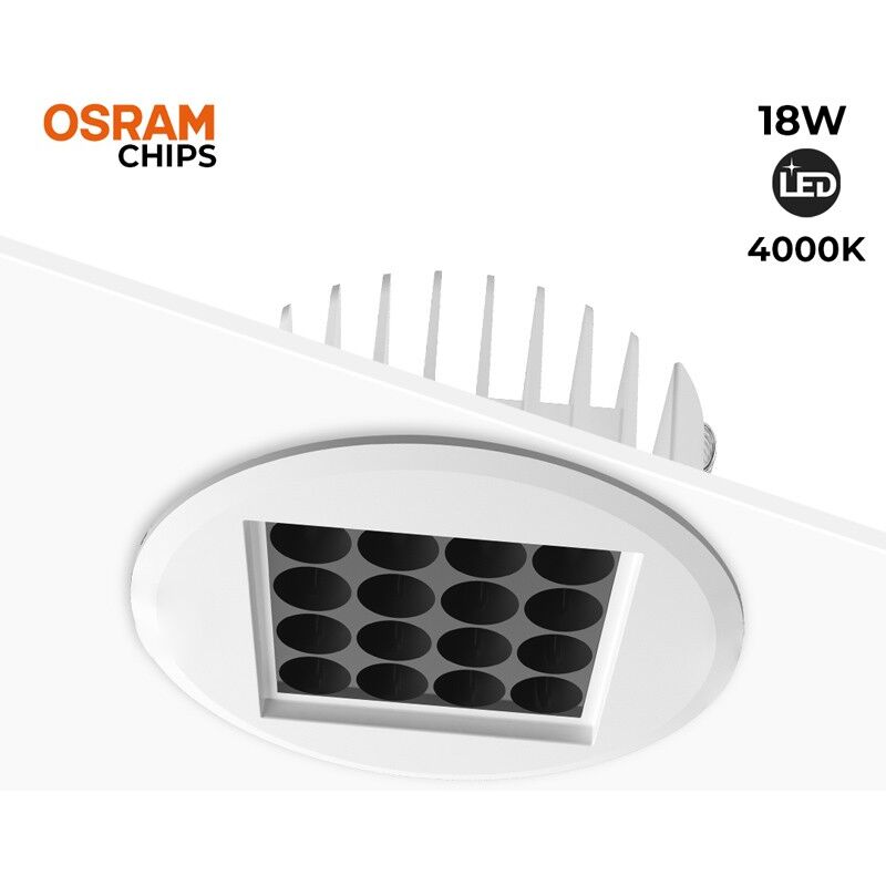 foto del prodotto downlight led 18w 24 ugr18 osram chip bianco neutro