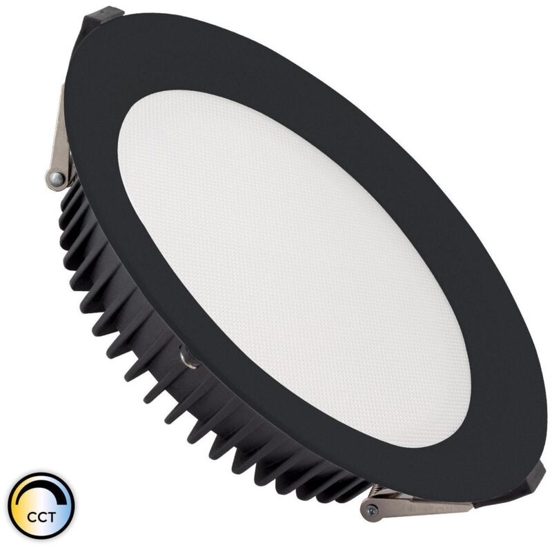 foto del prodotto downlight led 40w circolare aero cct 130 lm w microprismatico lifud foro 200 mm nero selezionabile caldo naturale freddo 