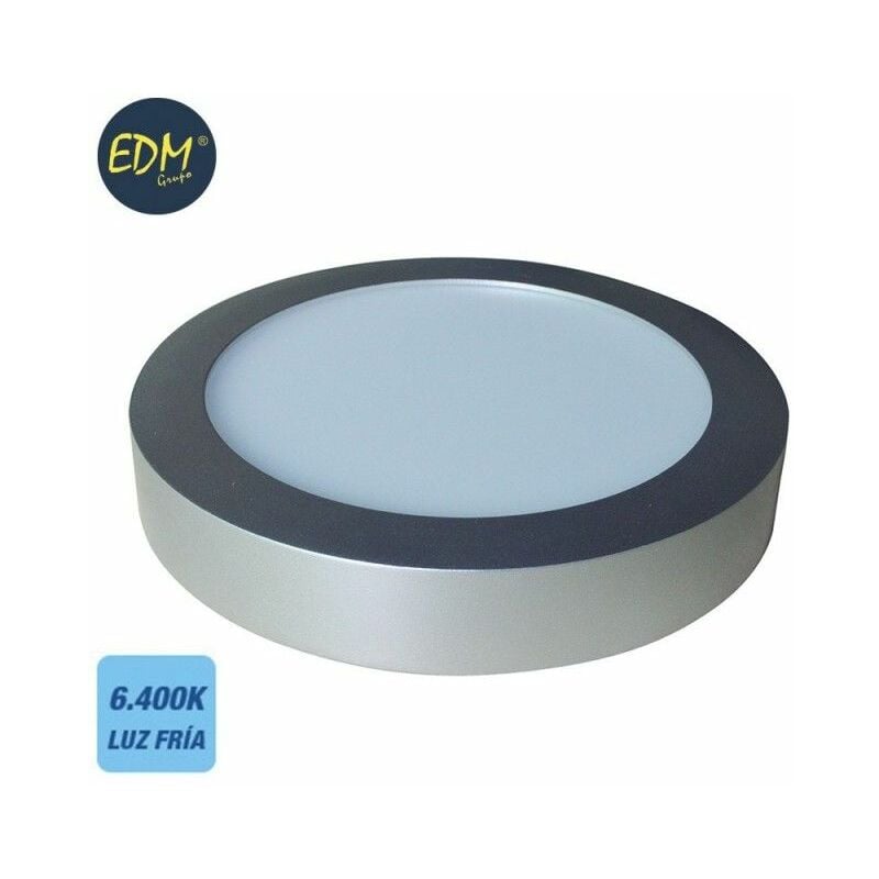foto del prodotto downlight led superficie tonda 20w 1500lm 6400k luce fredda 22x3,5cm cromo edm