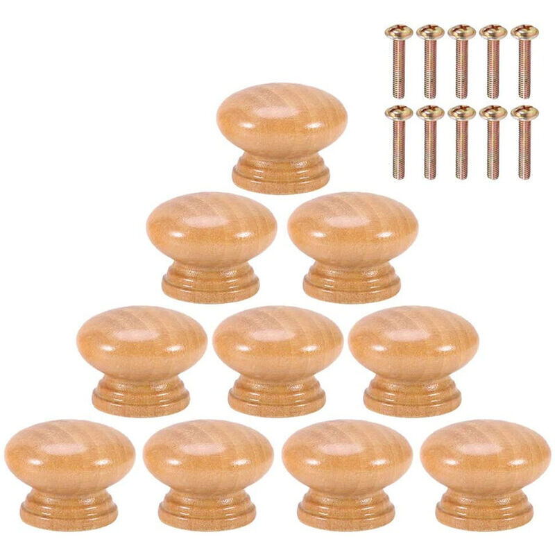 foto del prodotto dpzo 10 pezzi 24mm pomelli rotondi per mobili in legno maniglie per cassetti con foro singolo con viti