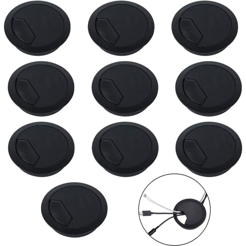 foto del prodotto dpzo 10 pezzi di passacavi passacavo in plastica rotondi da 60 mm, per la sistemazione dei cavi