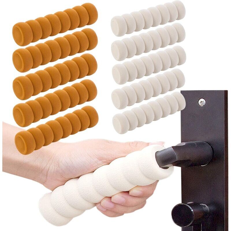 foto del prodotto dpzo 10 pezzi protezioni per maniglie delle porte in silicone, sicurezza bambini, protezione beige e marrone