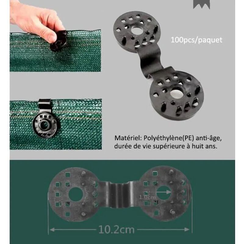 foto del prodotto dpzo 100 clip di fissaggio pratiche e resistenti per tessuto parasole per la privacy in serra