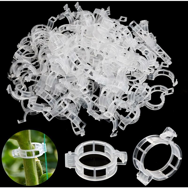 foto del prodotto dpzo 100 pezzi di clip di supporto per piante, clip per verdure, clip di plastica per piante, clip di fissaggio per piante da giardino, clip per