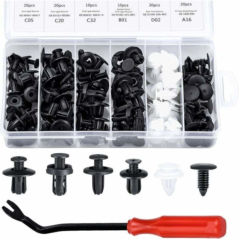 foto del prodotto dpzo 100 pezzi di clip per rivetti in plastica, rivetti di fissaggio protettivi in plastica con diverse forme e dimensioni, universali per pannelli