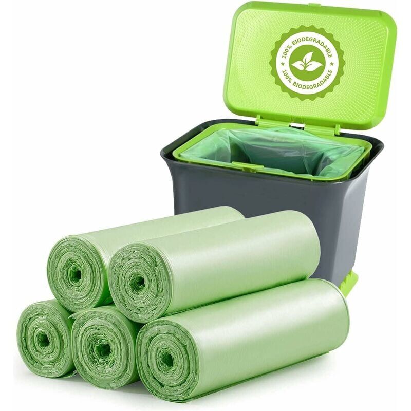 foto del prodotto dpzo 100 sacchetti per la spazzatura biodegradabili, 20 litri di spessore, biodegradabili, compostabili, per rifiuti alimentari, domestici, da