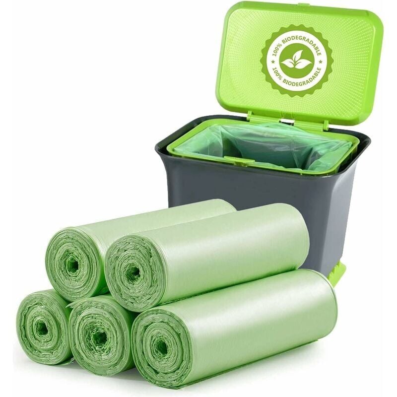 foto del prodotto dpzo 100 sacchetti per la spazzatura biodegradabili, 20 litri di spessore, sacchetti per la spazzatura biodegradabili e compostabili per cibo,