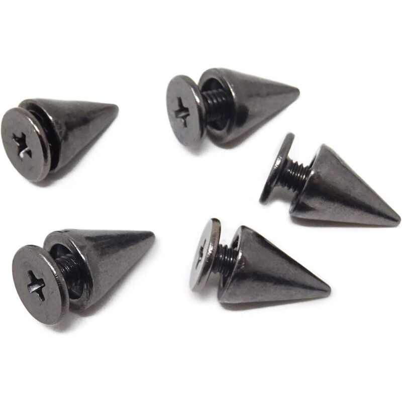 foto del prodotto dpzo 100 set di rivetti a punta conica in stile punk, 7x10 mm, con vite posteriore, per lavori in pelle fai da te nero pistola 