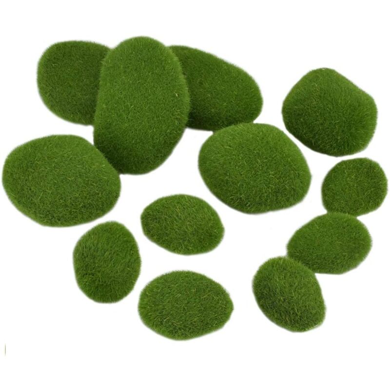 foto del prodotto dpzo 12 pezzi di rocce di muschio artificiale, palline di muschio verde per la decorazione di giardini e terrari
