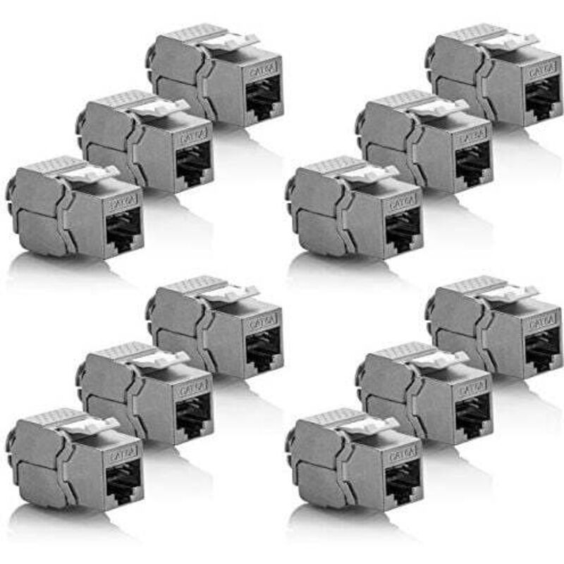 foto del prodotto dpzo 12x modulo keystone cat 6a jack blindato stp connettore rj45 installazione snap in montaggio cavo netto cat 500mhz 10gbit s