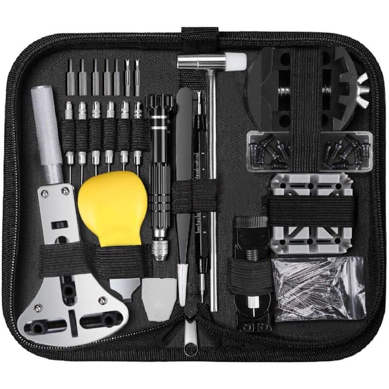 foto del prodotto dpzo 153 pezzi di utensili professionali per orologi, apricasse, cacciavite e kit per la sostituzione della batteria per orologi