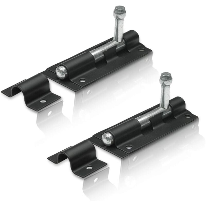 foto del prodotto dpzo 2 pacchi 100mm serratura per porta con catenaccio nero con chiavistello per uso interno ed esterno come serratura per porte di capannoni,