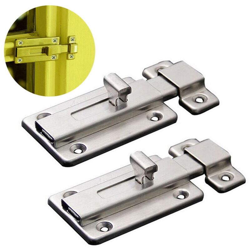 immagine 0 del prodotto dpzo 2 pezzi in acciaio inox serratura per porta scorrevole argento senza chiave per porte