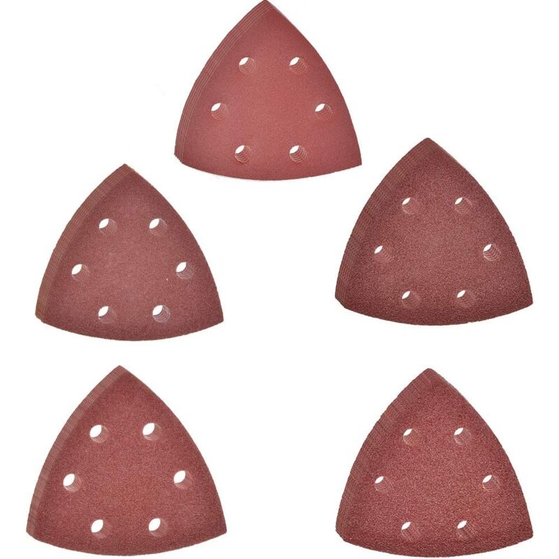 foto del prodotto dpzo 30 fogli abrasivi triangolari con 6 fori, carta vetrata a grana 60 80 100 120 240 per levigatrice