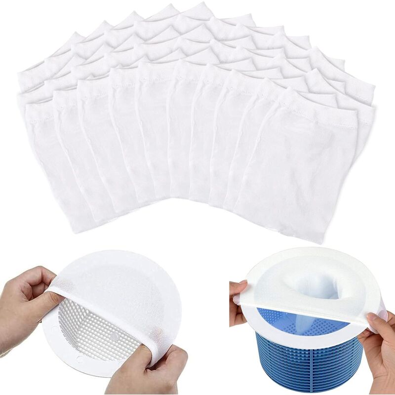 foto del prodotto dpzo 30 pezzi di calzini per skimmer da piscina, prefiltro riutilizzabile per intrappolare polline e foglie