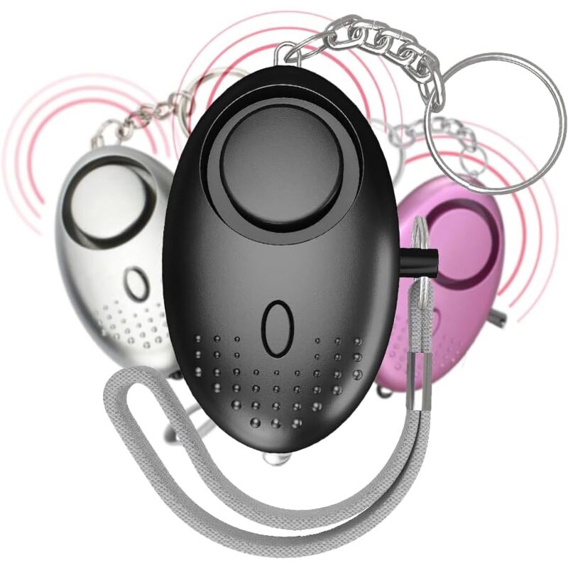 foto del prodotto dpzo 3pcs allarme personale 130db allarme di sicurezza personale rumoroso con torcia a led allarme di sicurezza di emergenza