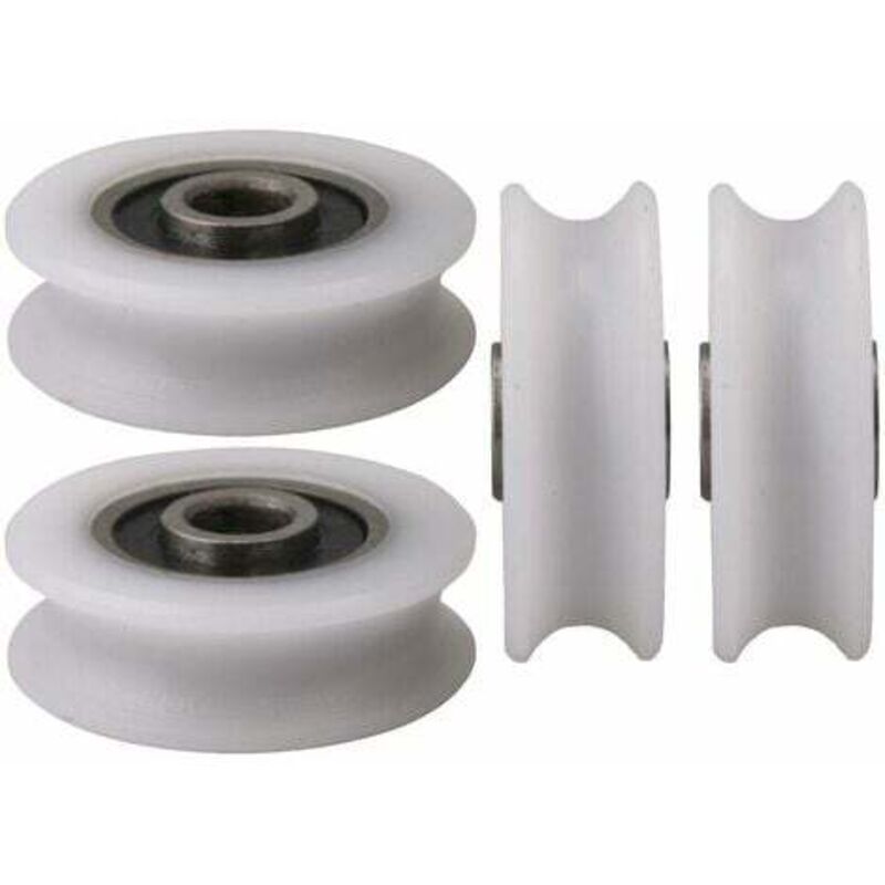 foto del prodotto dpzo 4 pezzi 4x20x6,5x7,4 mm bianco diametro interno 4 mm puleggia in nylon con scanalatura a u per porta scorrevole