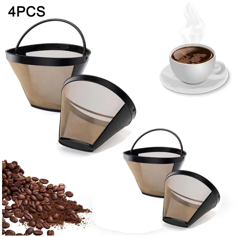 foto del prodotto dpzo 4 pezzi filtri per caff , 100 mesh filtro per macchina da caff separazione polvere d acqua infusore per t filtro per caff dorato imbuto