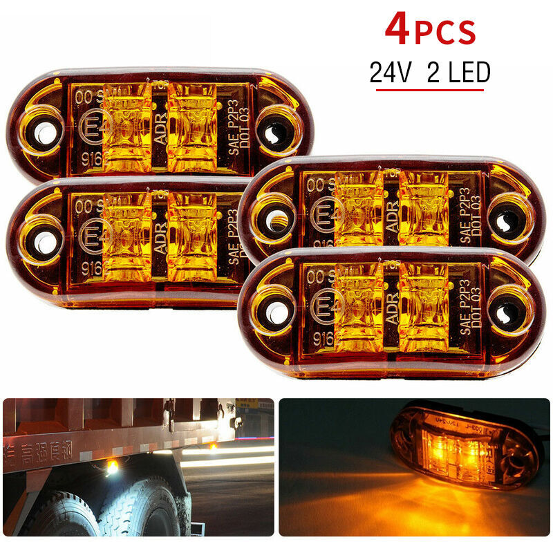 foto del prodotto dpzo 4 pezzi luci di posizione laterali arancioni 12v 24v, indicatore led universale, indicatore di posizione per