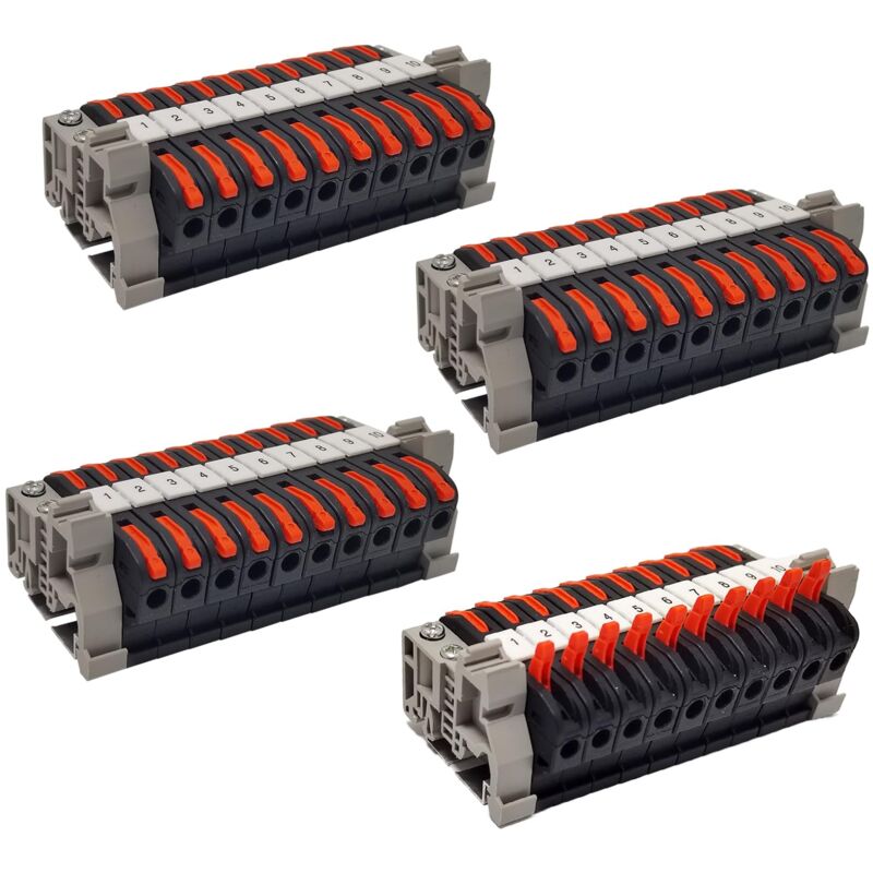 foto del prodotto dpzo 40 pezzi guide di collegamento elettrico rapido, morsetti elettrici, collegamento terminale ferroviario per fili solidi e flessibili, per