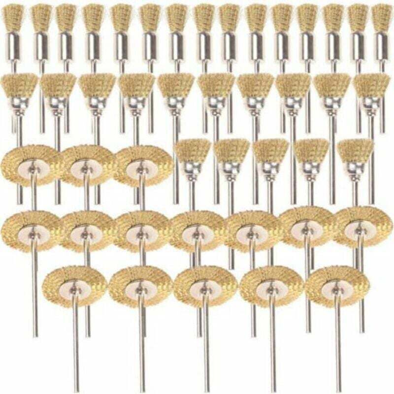 foto del prodotto dpzo 45 pezzi spazzole in ottone spazzole metalliche spazzole metalliche dremel proxxon kit di lucidatura spazzole in acciaio dischi per lucidatura