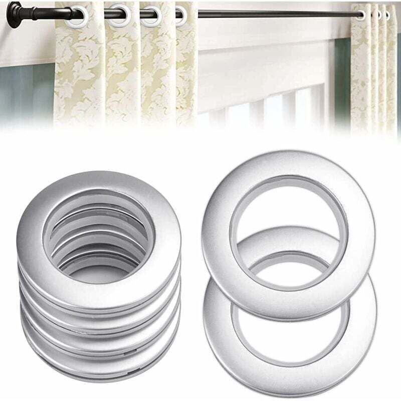 foto del prodotto dpzo 50 pezzi anelli per tende in plastica, anelli per tende da 40 mm, anelli in plastica per aste per tende, occhielli in plastica argentati per