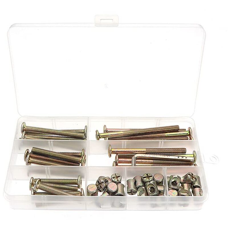 foto del prodotto dpzo - 50 pezzi m6 bulloni a testa esagonale, bulloni con dadi cilindrici, bulloni con kit assortimento dadi cilindrici, per mobili, culle per bambini, sedie