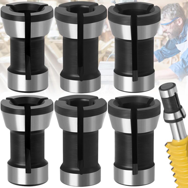foto del prodotto dpzo 6 6,35 8 mm 6 pezzi hss pinza mandrino testa router pinza adattatore convertitore per trapani macchina per incisione per elettrico lavorazione