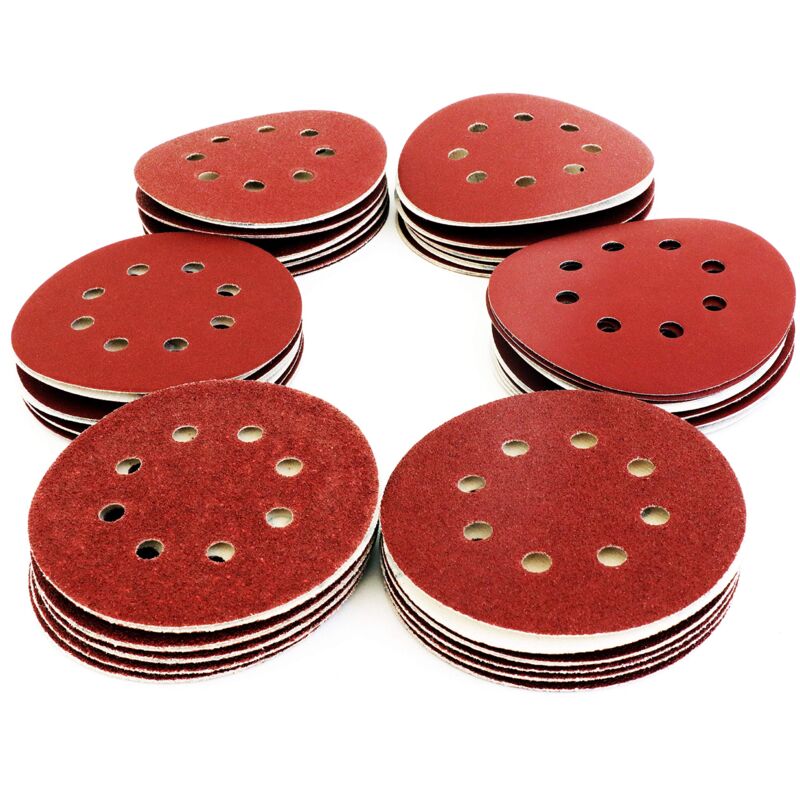 foto del prodotto dpzo 60 dischi abrasivi carta abrasiva 125 mm p40 p60 p80 p120 p180 p240, 8 fori, per levigatrici eccentriche