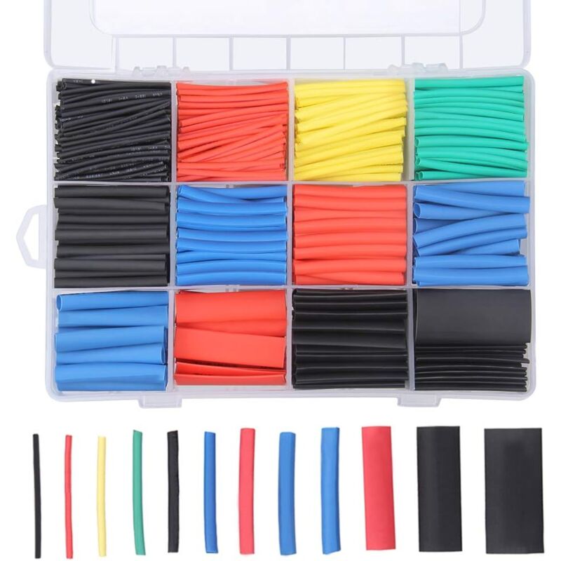 foto del prodotto dpzo 750 pezzi di guaina termorestringente, isolamento elettrico, tubo per cavi, 2 1, 5 colori, 12 misure