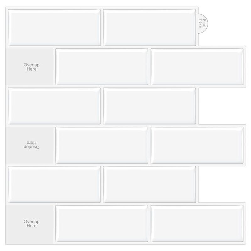 foto del prodotto dpzo adesivo per piastrelle di cemento 3d, autoadesivo, adesivo da parete, impermeabile, per cucina e bagno, bianco, 5