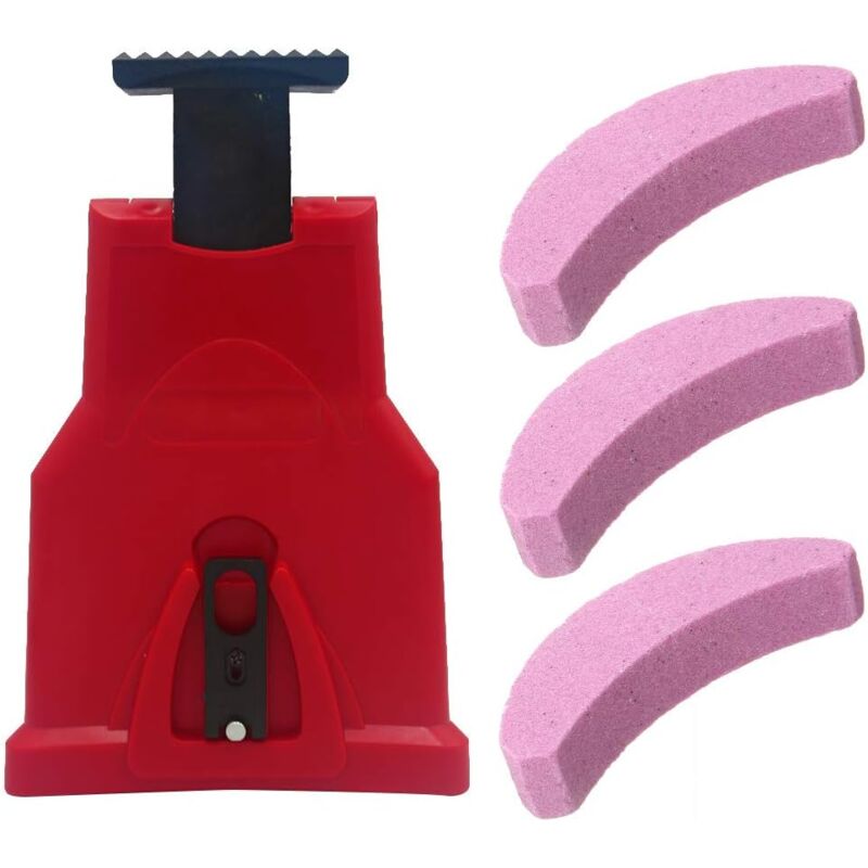 foto del prodotto dpzo affilatrice per catene di motoseghe con kit di 3 pietre per affilare, strumento per affilare rosso 