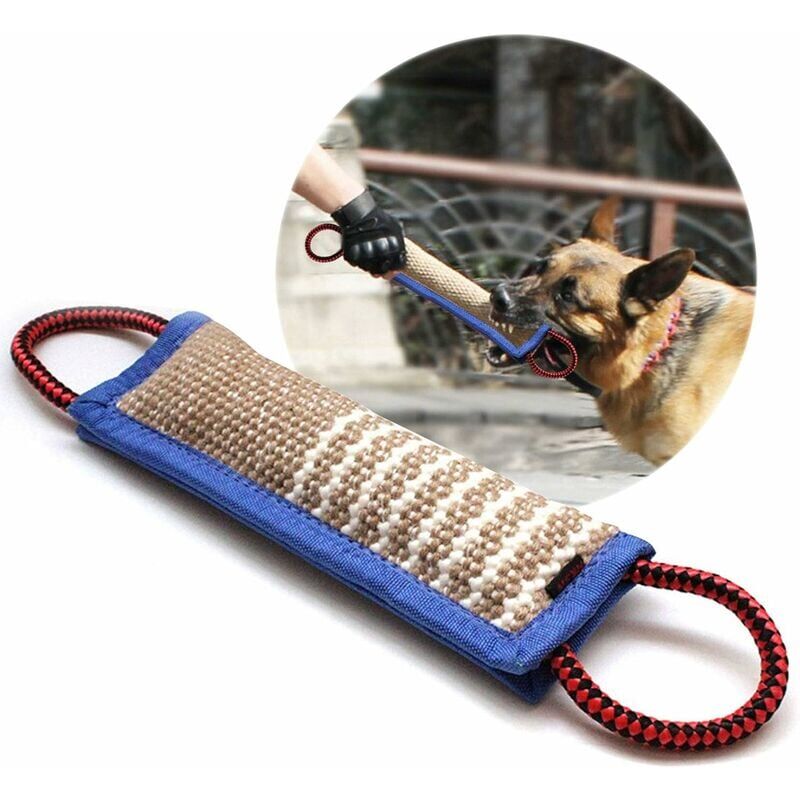 foto del prodotto dpzo anello da mordere per cani, 30 cm, 2 manici, in tubo antincendio rullo galleggiante per addestramento anello da mordere robusto per cani
