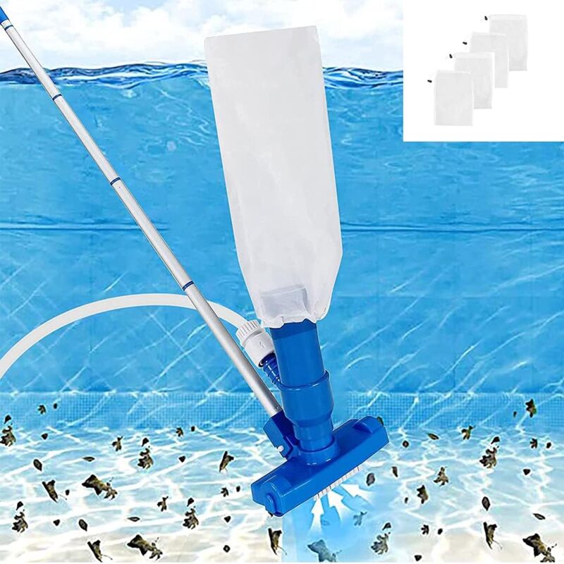 foto del prodotto dpzo aspirapolvere per piscine fuori terra, pulitore portatile per piscine con manico estensibile in acciaio inossidabile per stagni
