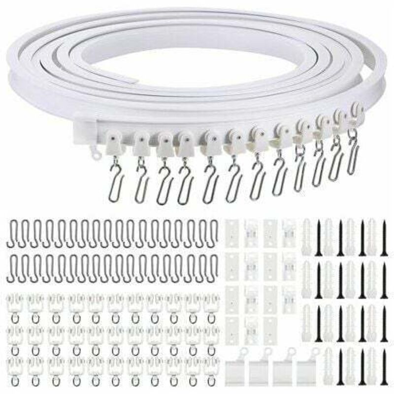 foto del prodotto dpzo binario per tenda curva flessibile da soffitto da 5 metri, binario per tenda curva flessibile, binario per tenda morbido con ganci per tende