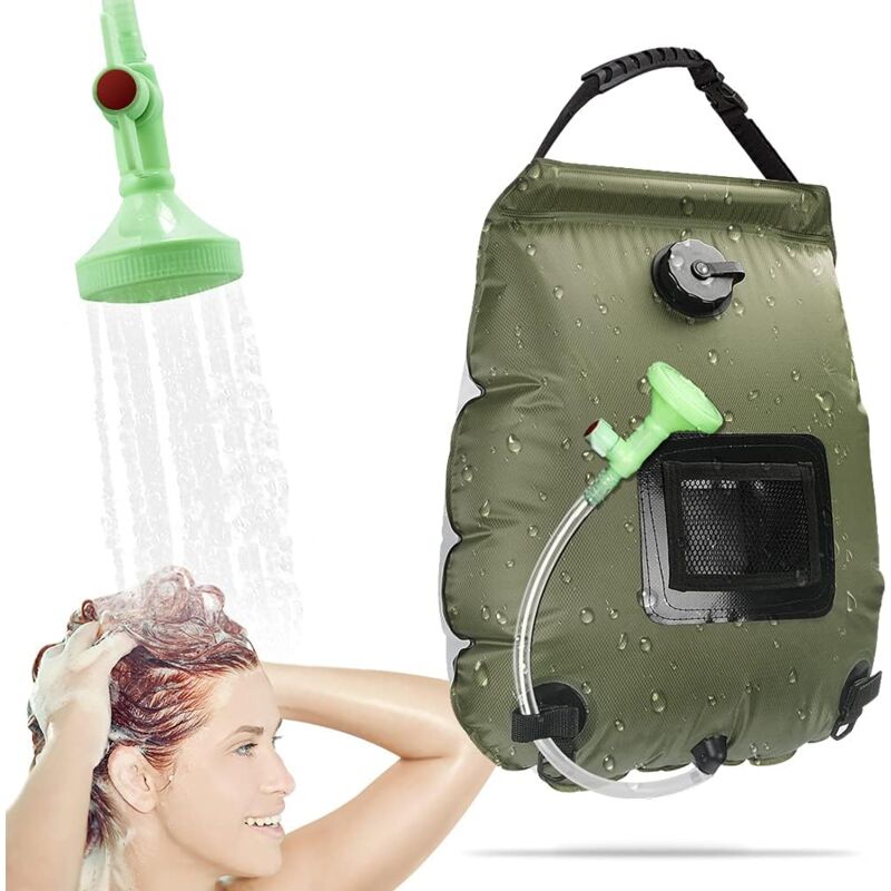foto del prodotto dpzo borsa per doccia con acqua calda da 20 litri, borsa per riscaldamento solare portatile, doccia da giardino, doccia da piscina per campeggio,