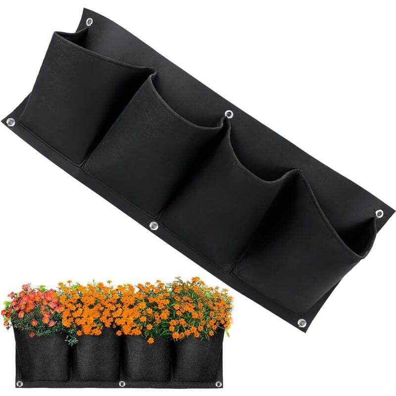 foto del prodotto dpzo borsa per fioriera da parete, 4 sacchi per piante in geotessile, fioriera da parete per esterni, 100 cm x 30 cm