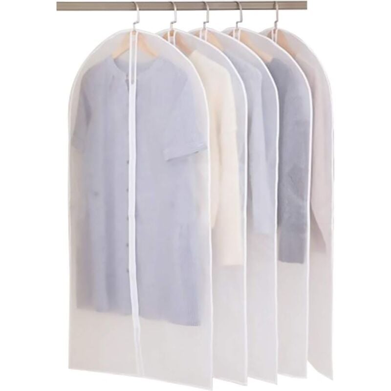 foto del prodotto dpzo borse porta abiti, 5 pezzi lavabili, antipolvere e impermeabili, borsa con cerniera per camicie e abiti 60x120 cm 