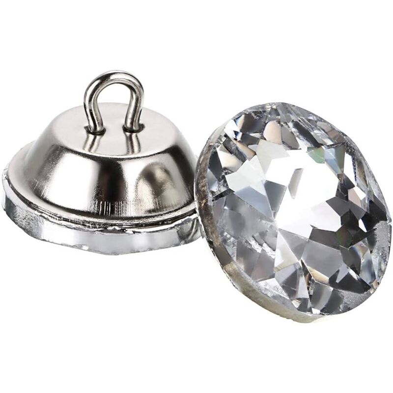 foto del prodotto dpzo bottoni di cristallo con strass, bottoni trasparenti per tappezzeria con fibbia in metallo, bottoni per cucire, decorazione artigianale per