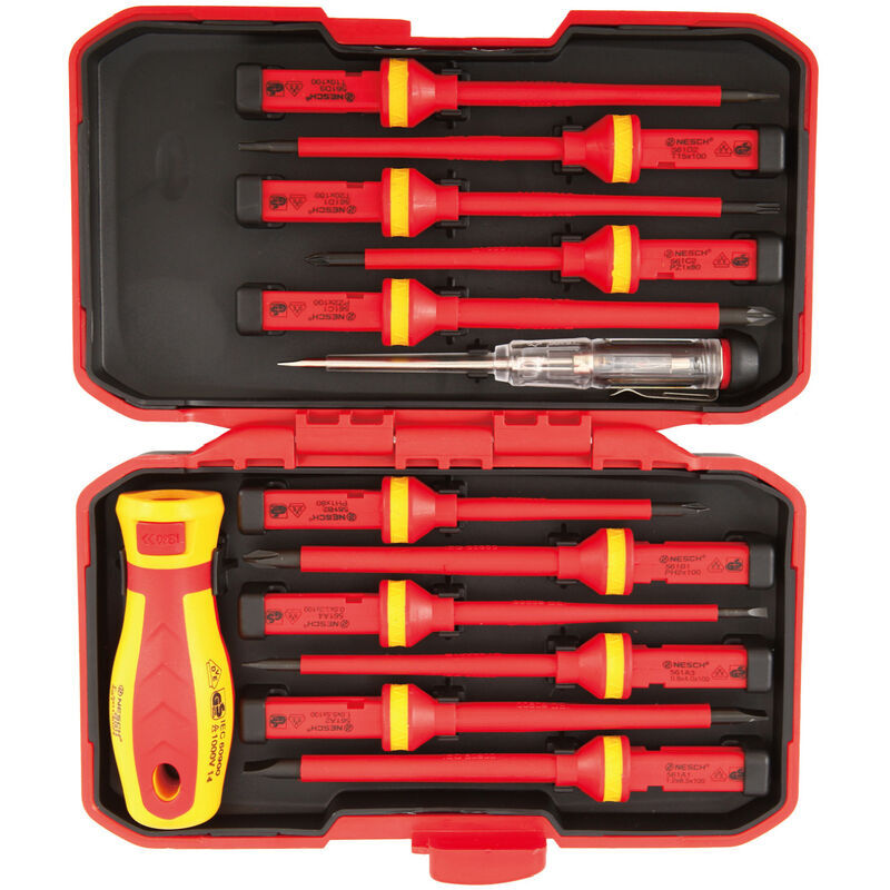 foto del prodotto dpzo cacciavite isolato 1000v kit manuale magnetico, set di 13 cacciaviti isolati intercambiabili con strumenti di riparazione per elettricisti e