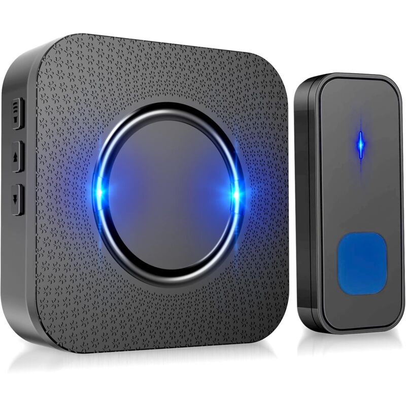 foto del prodotto dpzo campanello senza fili, campanello elettronico impermeabile ip55 da 300 m, kit campanello con ricevitori plug in per la casa, 55 melodie a 5