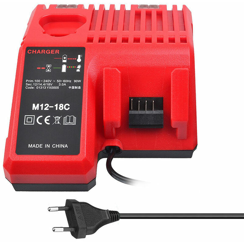 foto del prodotto dpzo caricabatterie agli ioni di litio m12 18c per batterie milwaukee da 12 v, 14,4 v e 18 v compatibile con c1418c e altro.