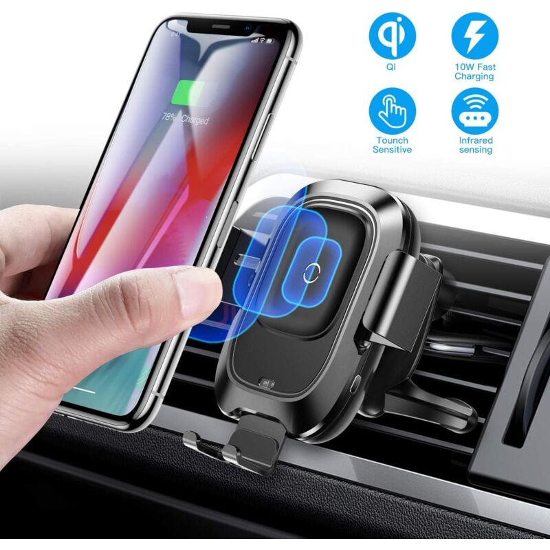 foto del prodotto dpzo caricabatterie wireless per auto, induzione da 10 w compatibile con galaxy e iphone