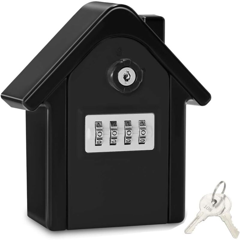 foto del prodotto dpzo cassetta di sicurezza per chiavi da parete, cassaforte per chiavi con codice digitale per casa e ufficio nero 