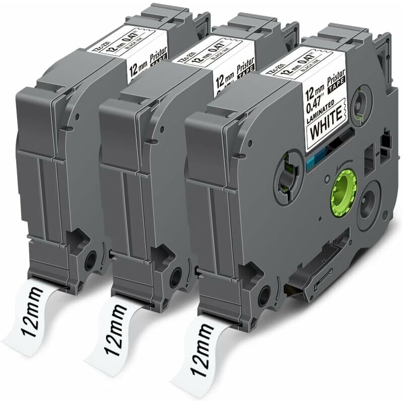 foto del prodotto dpzo cassetta laminata nera su bianco da 12 mm compatibile con brother tze 231 tz231 tz 231 tze 12 mm per brother pt h100lb h107b e110 h200 p300bt