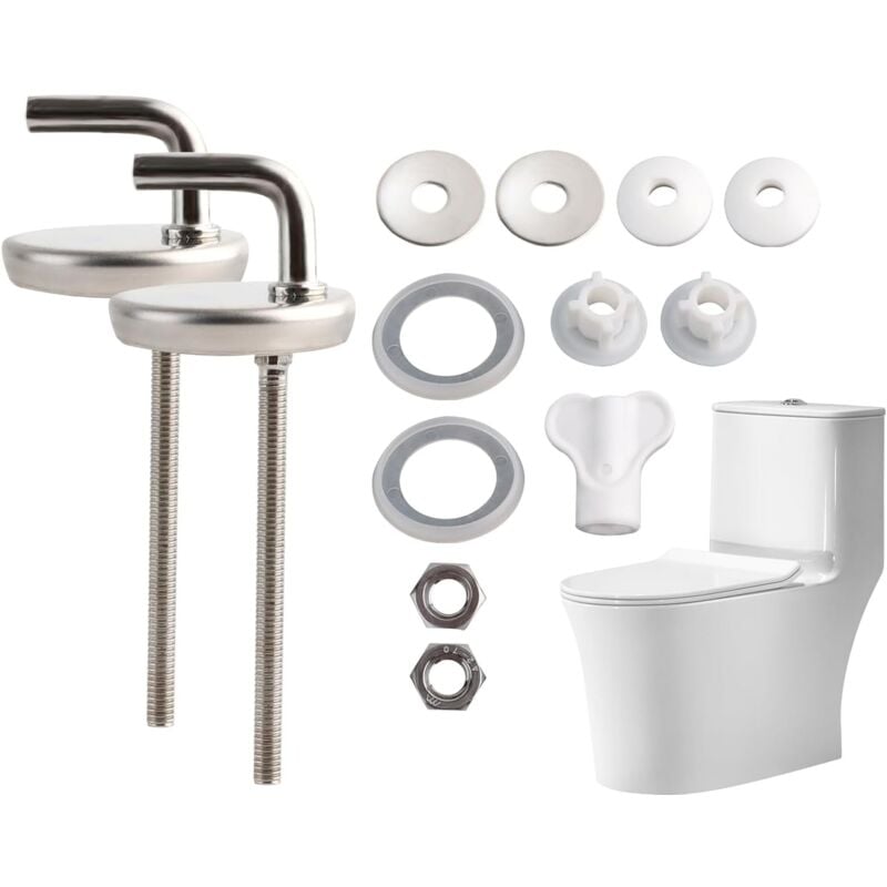 foto del prodotto dpzo cerniere per sedili wc in acciaio inox 2 pezzi cerniere per sedili wc in acciaio inox con schienale a parete, cerniere di ricambio per sedili