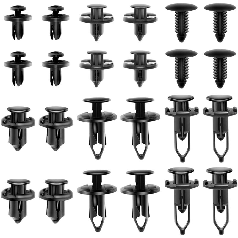 foto del prodotto dpzo clip per rivetti in plastica per auto, 200 pezzi di clip per auto, rivetti in plastica con 6 forme, clip di fissaggio per auto, rivetti in